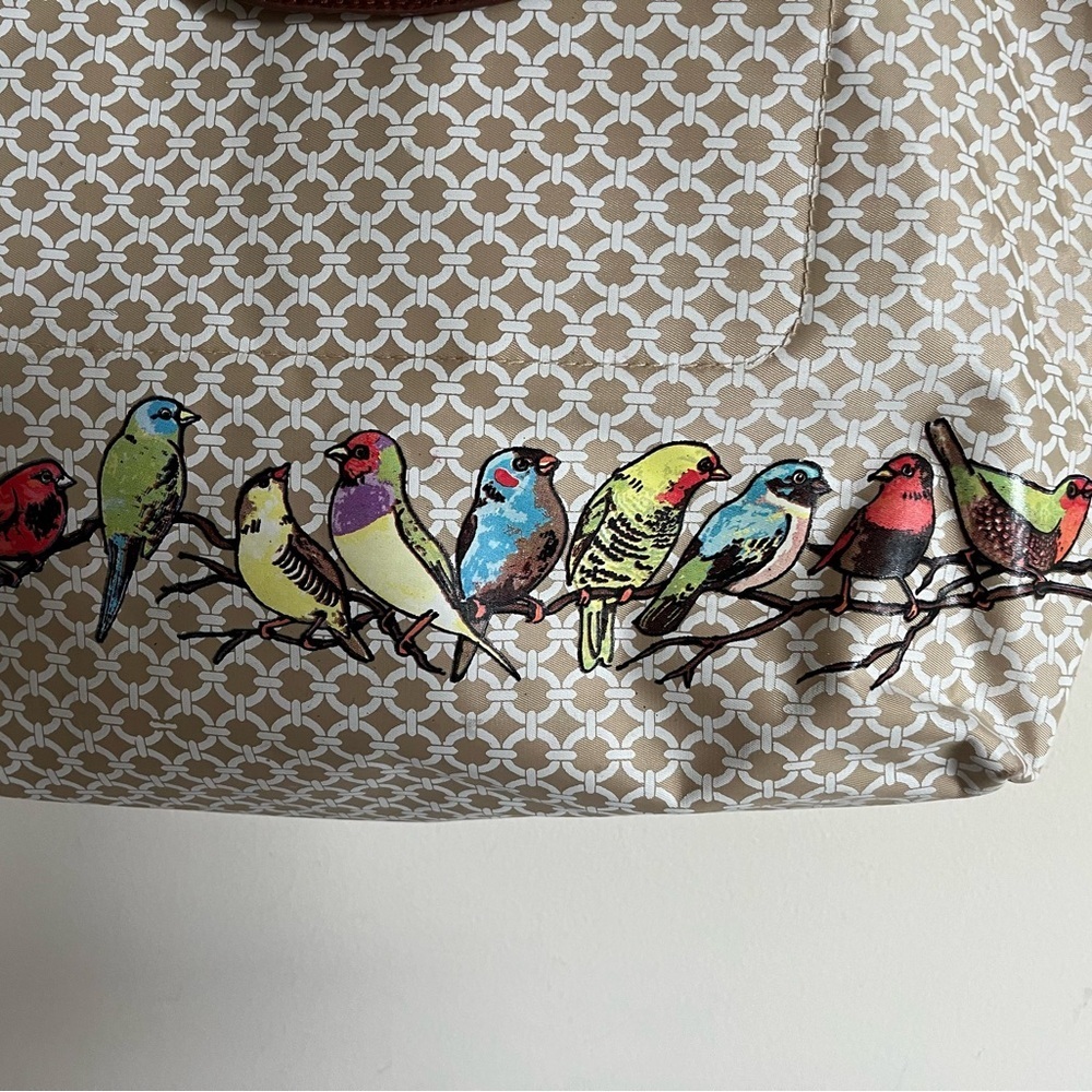 Barth & McCallig Lightweight Foldable Bird Embellished Tote With Leather Trim - Picture 2 of 15